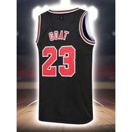 Chicago Basketball Jersey - Black Sleeveless Moisture-Wicking Lightweight Breathable Mesh, Loose Fit with Chicago 23 Design, Asymmetrical Hem for Men & Teens, All-Season Casual & Sports Wear, Streetwear Fashion, Durable Embroidery