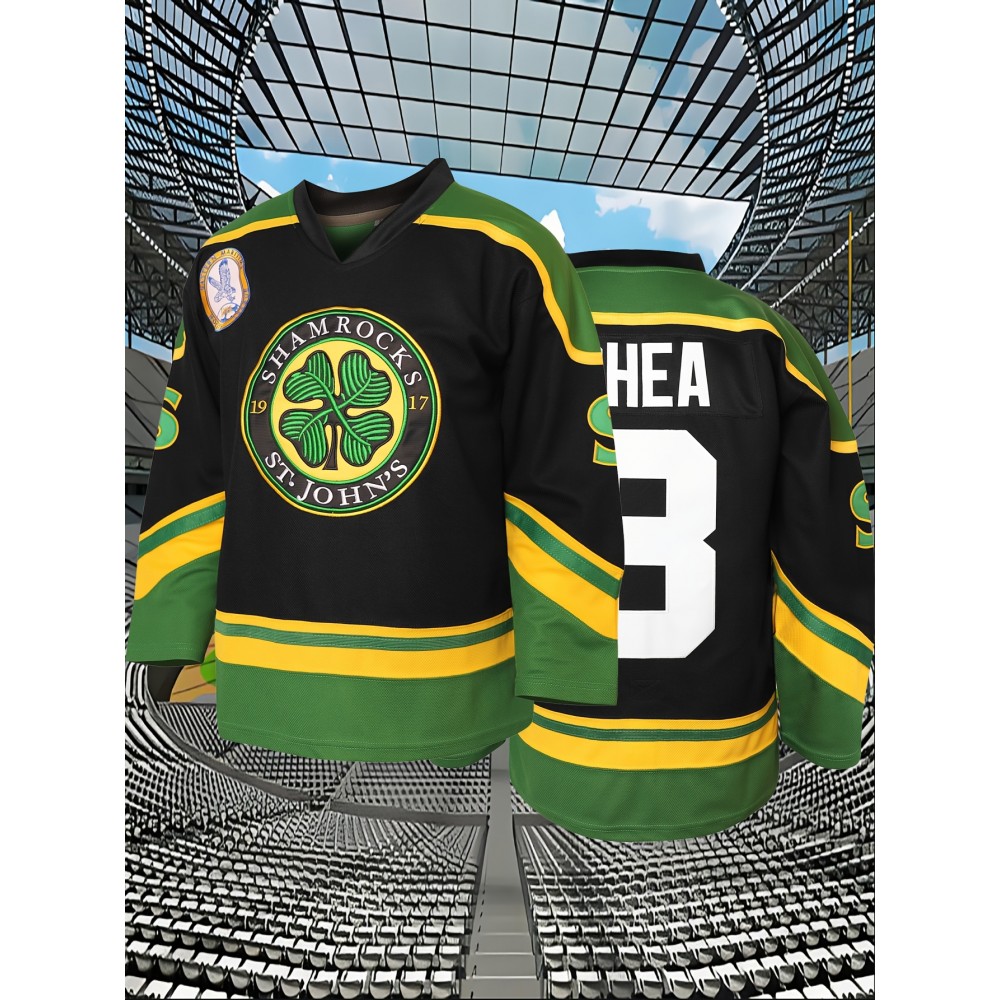 Men'S Ice Hockey Shirt # 3 Embroidered Details - Perfect For Sports And Casual Wear, Black Size S-3XL