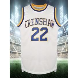 Men's #22 Embroidered Polyester Basketball Jersey, V-Neck Sleeveless Sports Shirt with Retro Bold Lettering & Number Design, Breathable Knit Fabric for Team Sports, Training, Casual Wear - Sizes S-3XL, Sports Jersey | Sporty Look | Breathable Polyester