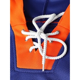 Doug Glatt #69 Halifax Highlanders Vintage Hockey Jersey - Blue & Orange Retro Design,, Moisture-Wicking, Lightweight, V-Neck, Long Sleeve, Loose Fit for Sports, Parties & Casual Wear, Hockey Stocking Stuffers