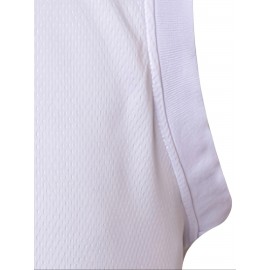 Men's #15 White Basketball Jersey - V-Neck, Breathable Polyester, 