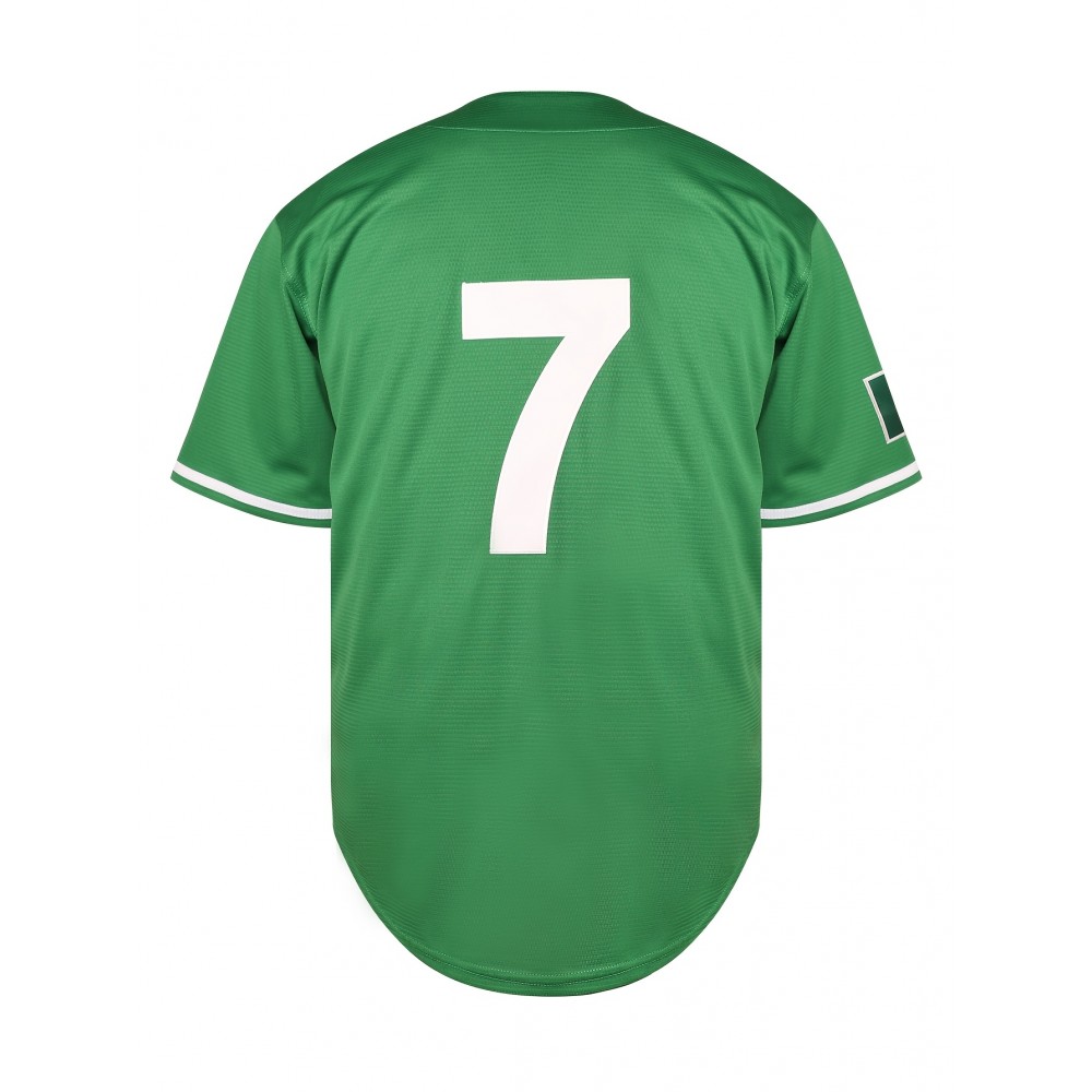 Men's Vintage Mexico Baseball Jersey - Green & White Retro Design, Moisture-Wicking Polyester, V-Neck, Short Sleeve, Button-Up Front for Sports, Parties & Casual Wear