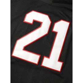 Men's #21 Black American Football Jersey - Breathable Polyester, V-Neck, Sports Uniform for Team Sports & Casual Wear, Sizes S-XXXL