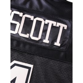 Men'S American Football Shirt # 4 Deep Blue V-neck Breathable Embroidered Sweatshirt