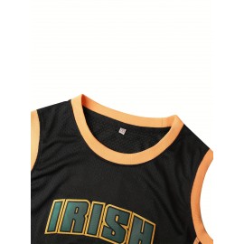 Men's #23 Irish Basketball Jersey - Black & Yellow Sleeveless Tank Top, Breathable Mesh Fabric, Moisture-Wicking, Loose Fit for Sports, Parties & Casual Wear