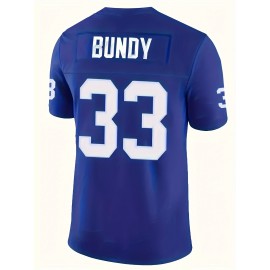 Men'S Embroidered Sports Jersey # 33 Blue American Football Quality Casual Fashion Rugby Sweatshirt Size Sweatshirt S-XXXL