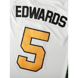 ST. John's Shamrocks Holy Spirit Prep #5 Edwards Jersey - Vintage Boyfriend Style Basketball Jersey, 100% Polyester Moisture-Wicking Lightweight Breathable, Sleeveless V-Neck Loose Fit for Men & Youth, Logo, All-Season Casual & Sports Wear