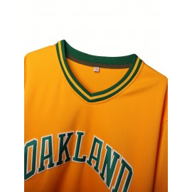 Men'S Yellow Embroidered Polyester Baseball Shirt # 33 Loose Knitted Fabric Breathable V-neck Sports Top Suitable For Spring, Summer, And Autumn Sizes S-3XL