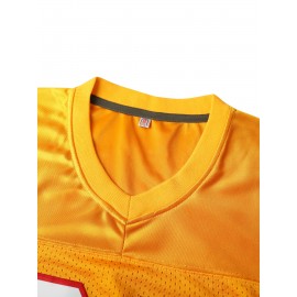 Men's Classic #99 Yellow Embroidered American Football Jersey - Short Sleeve, Breathable Mesh Design, V-Neck, Loose Fit for Training, Competition & Casual Wear, Sizes S-3XL