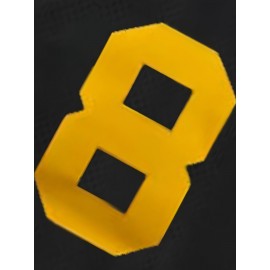 Men's #8 Black Baseball Jersey - Breathable Polyester V-Neck Loose Fit with Embroidered Number 8 & Golden Accents, Machine Washable for Team Sports, Training, Casual Outings (Sizes S-3XL)