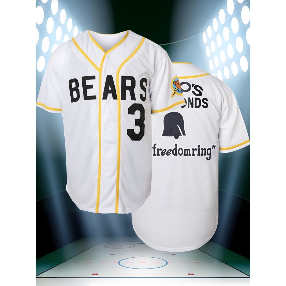 Youth Baseball Jersey #3 - White & Yellow Varsity Style, 