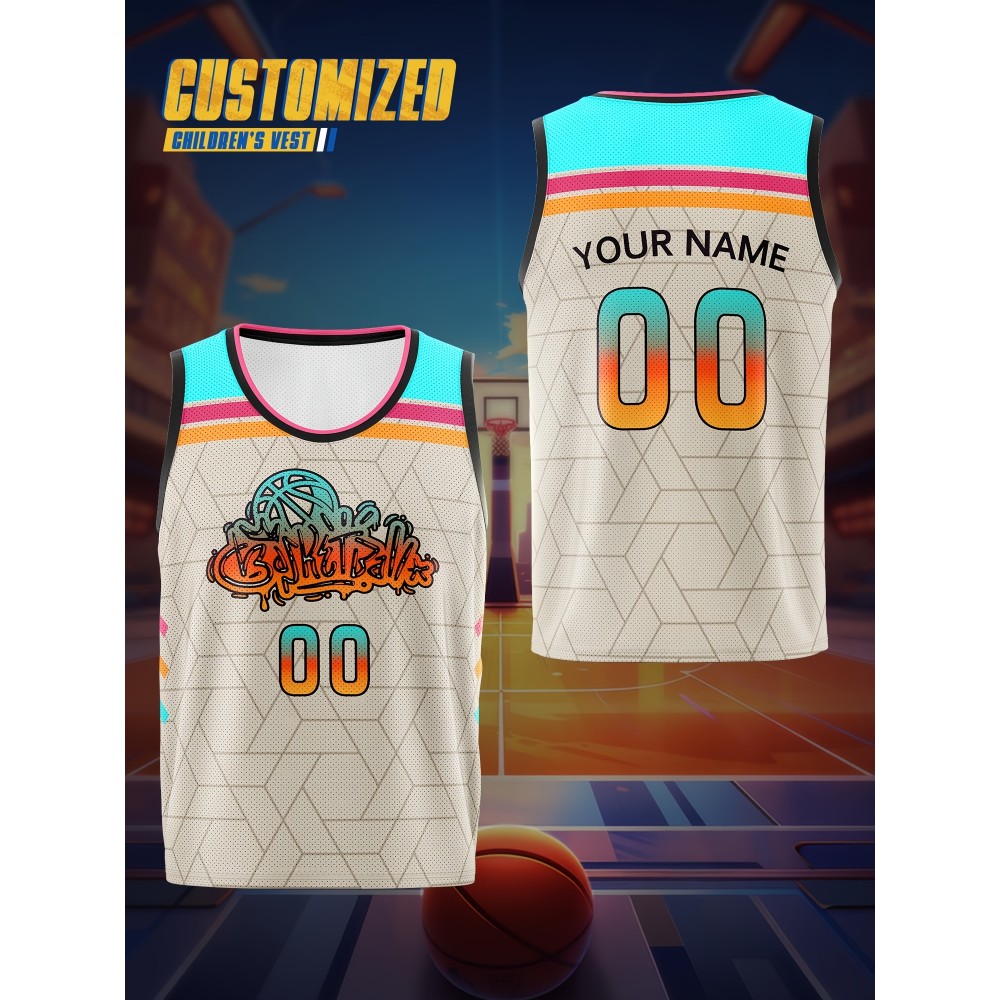 Customizable Basketball Jersey for Youngsters - Personalized Name & Number, Breathable & Comfortable, Ideal for Team Training, Running, and Casual Wea