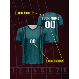 Customizable Youngsters' Soccer Jersey - V-Neck, Comfort Fit with Name & Number, Perfect for Sports & Outdoor Activities, Breathable Polyester, Machine Washable, Football Shirt Tops, Running