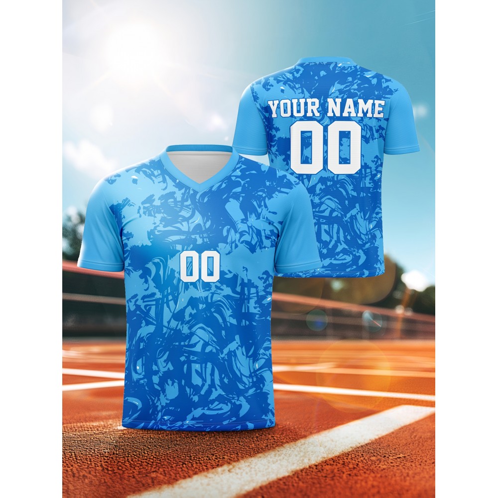 Customizable V-Neck Youngsters's Soccer Shirt - Comfortable Fit for Sports, Leisure & Outdoor Running with Personalized Name and Number, Top, Sports
