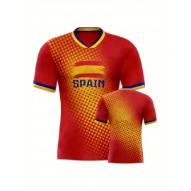 Professional Sports Fabric Women's Creative Pattern Print Country Home Soccer Jersey T-shirt, As Gifts For Sports Fans