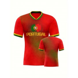 Professional Sports Fabric Women's Creative Pattern Print Country Home Soccer Jersey T-shirt, As Gifts For Sports Fans
