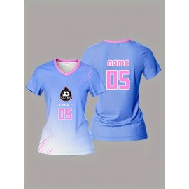 Custom Name and Number Women'S V-Neck Football Jersey Team Training Sportswear Comfortable Breathable Quick-Dry Casual Leisure Polyester Knit Fabric Spring/Summer/Fall