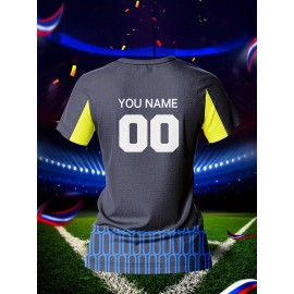 [Quickdry] Customizable Women's V-Neck Soccer Jersey - Personalized Name & Number, Breathable Polyester, Quick-Dry Sports Top for Team Training & Casual Wear