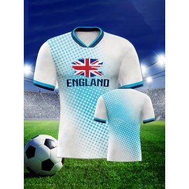 Professional Sports Fabric Women's Creative Pattern Print Country Home Soccer Jersey T-shirt, As Gifts For Sports Fans